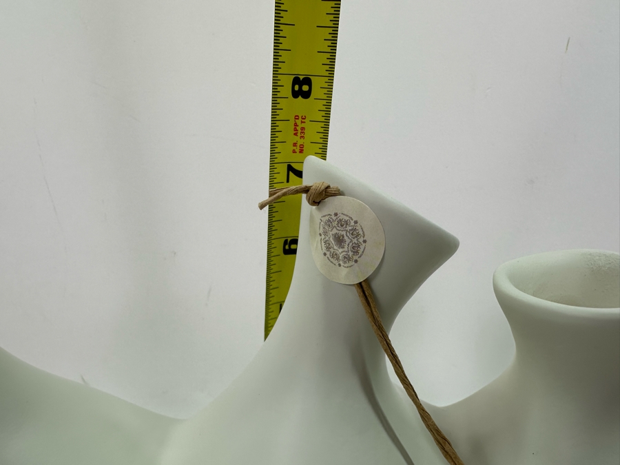 White Sculptural Ceramic Vase, New 17'W X 7'H [Photo 6]
