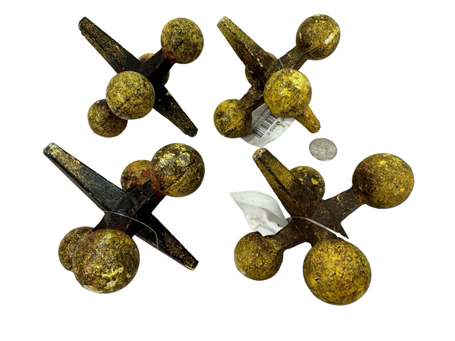 Set Of Four Decorative Metal Jacks Jax, New 3'H