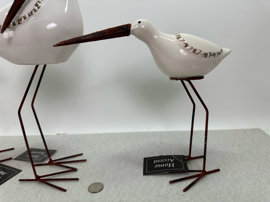 Three Ceramic & Metal Bird Figurines, New 13.5'H [Photo 6]