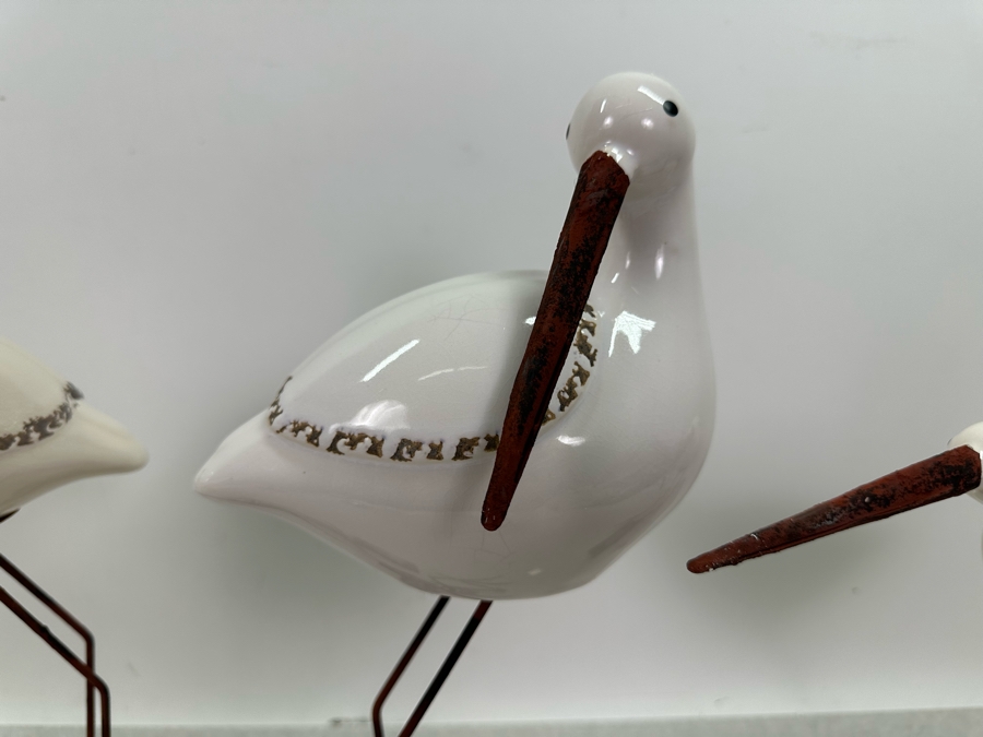 Three Ceramic & Metal Bird Figurines, New 13.5'H [Photo 3]