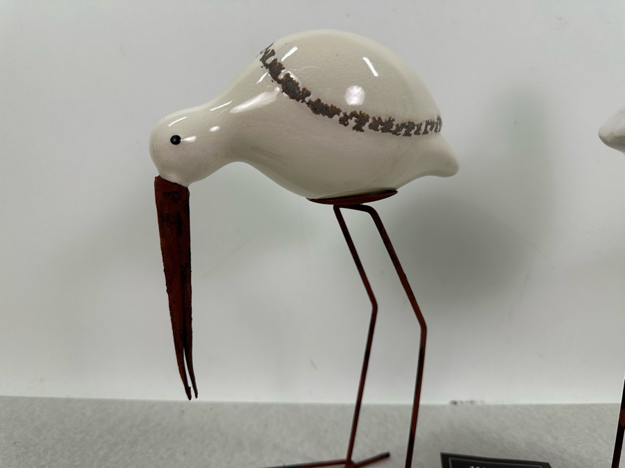 Three Ceramic & Metal Bird Figurines, New 13.5'H [Photo 4]