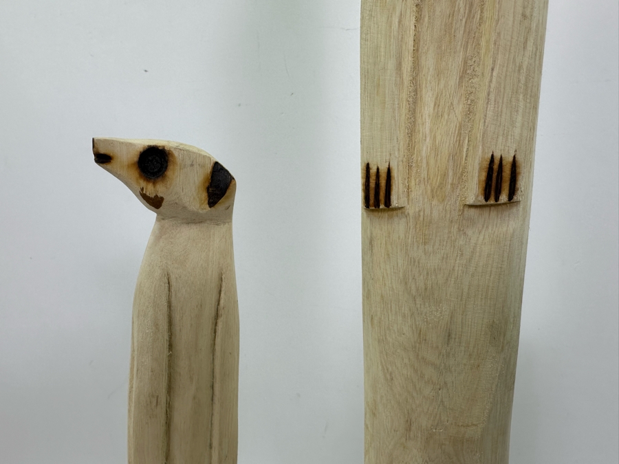 Set Of Three Wooden Meerkat Standing Sculptures, New 20'H [Photo 4]