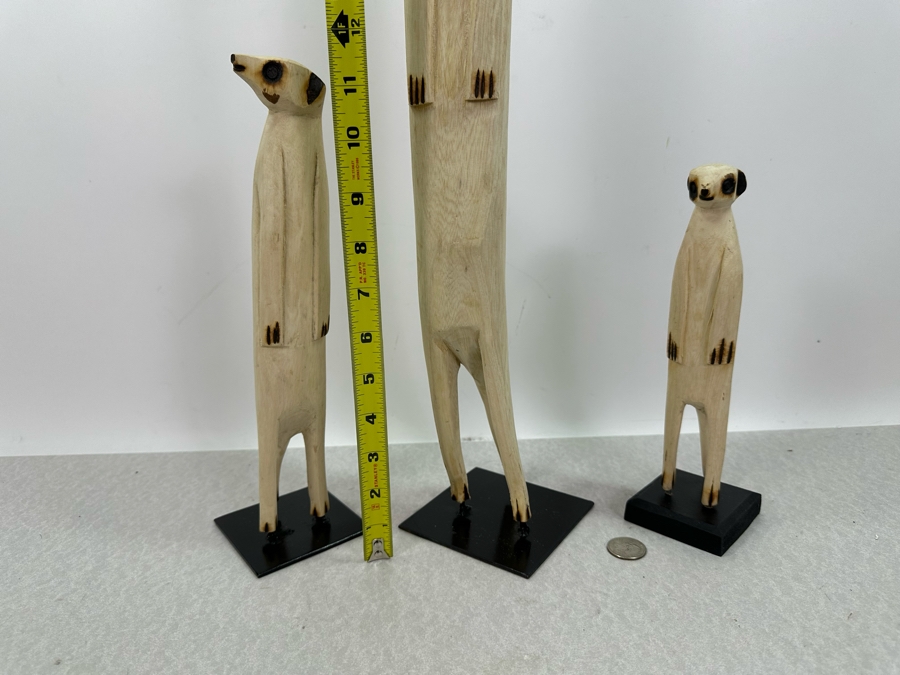 Set Of Three Wooden Meerkat Standing Sculptures, New 20'H [Photo 8]