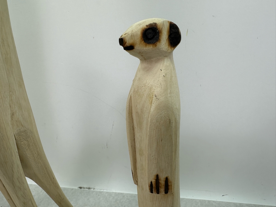 Set Of Three Wooden Meerkat Standing Sculptures, New 20'H [Photo 5]