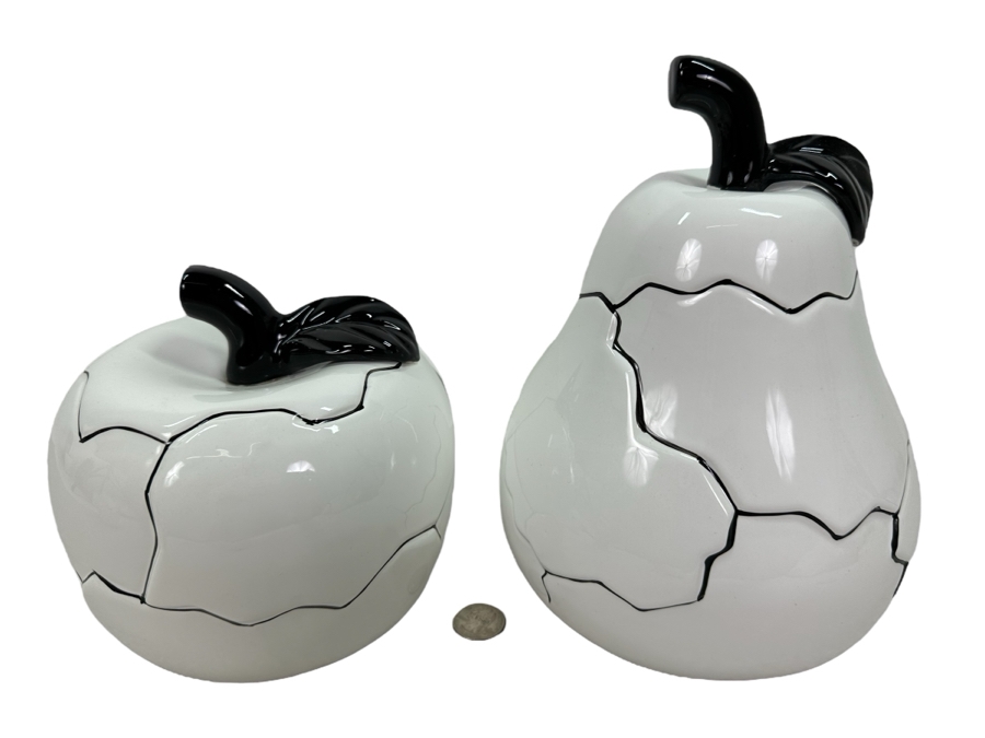 Pair Of Decorative White Ceramic Fruit, New 9'H [Photo 1]
