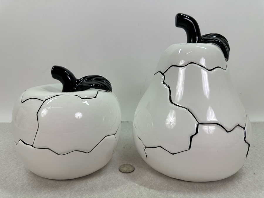 Pair Of Decorative White Ceramic Fruit, New 9'H [Photo 2]