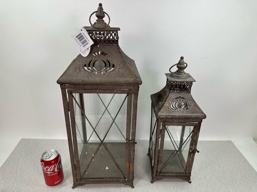 Pair Of Rustic Lanterns, New 23'H [Photo 2]