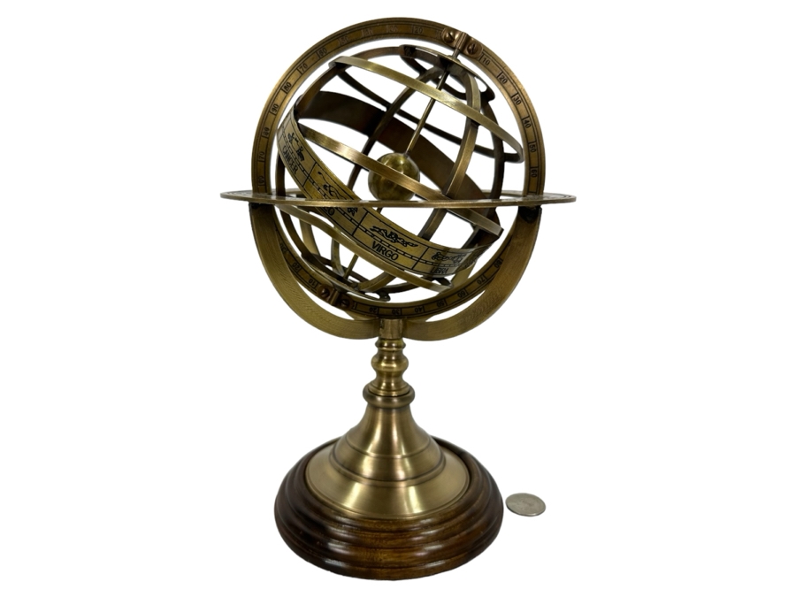 Decorative Zodiac Armillary Metal Desk Sphere Globe, New 11'H [Photo 1]