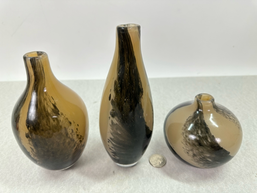 Set Of Three Glass Bud Vases, New 7'H [Photo 2]