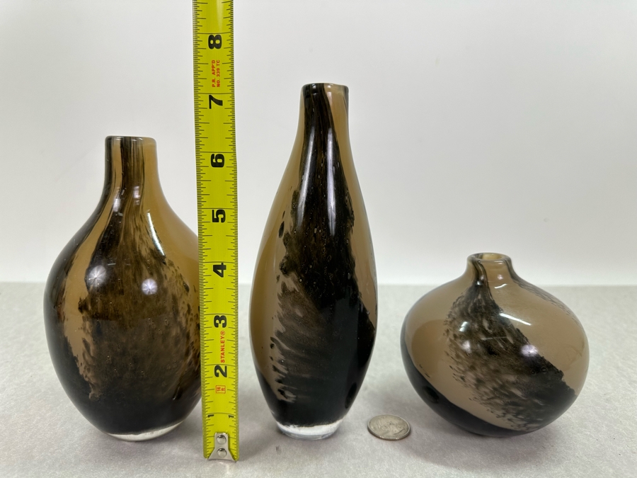 Set Of Three Glass Bud Vases, New 7'H [Photo 3]