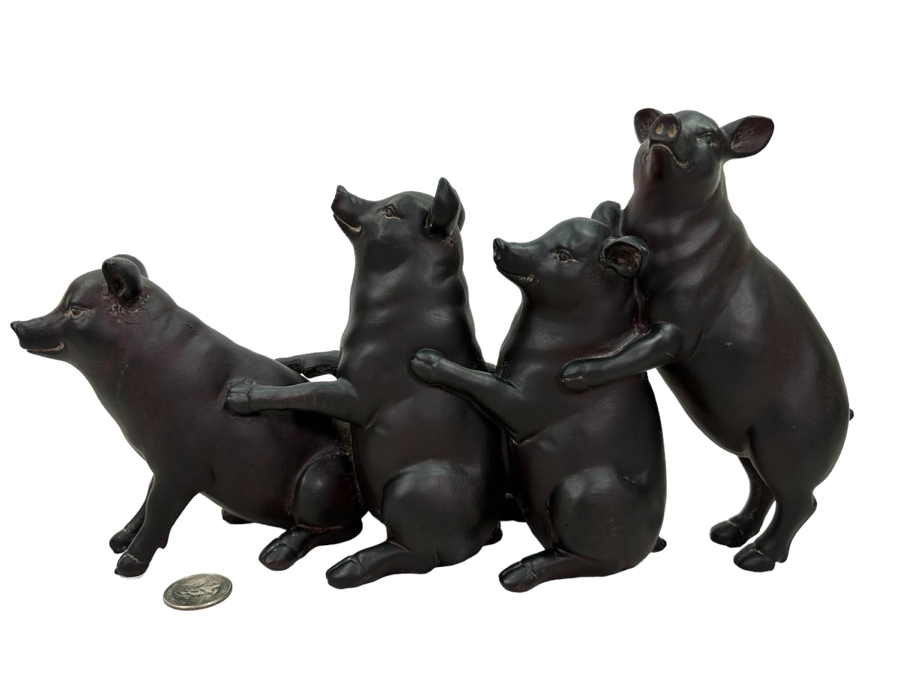 Decorative Hugging Pigs Sculpture, New 12'W X 7'H