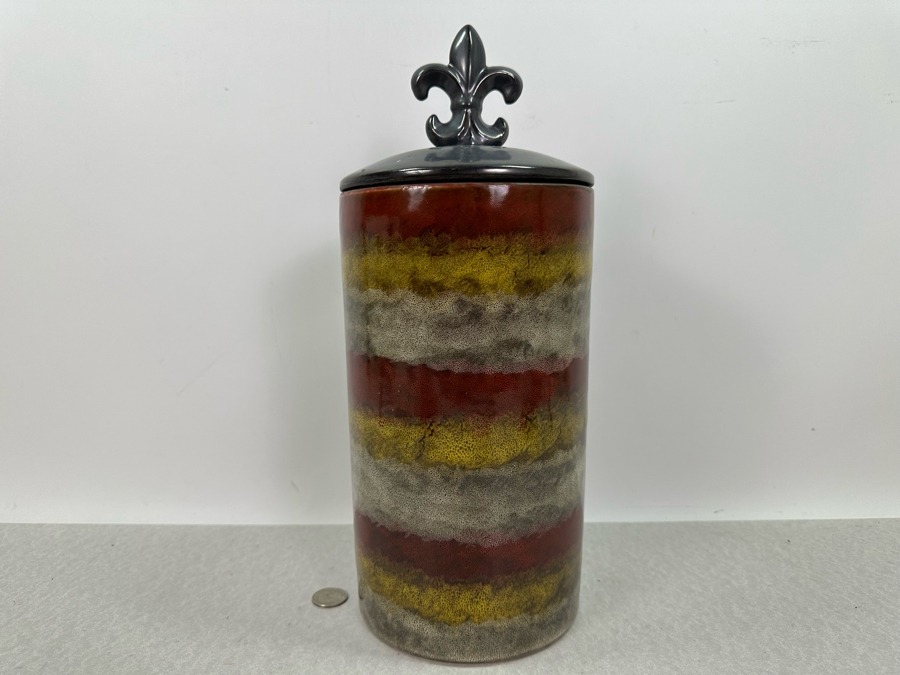 Decorative Ceramic Jar With Lid, New 14.5'H [Photo 2]