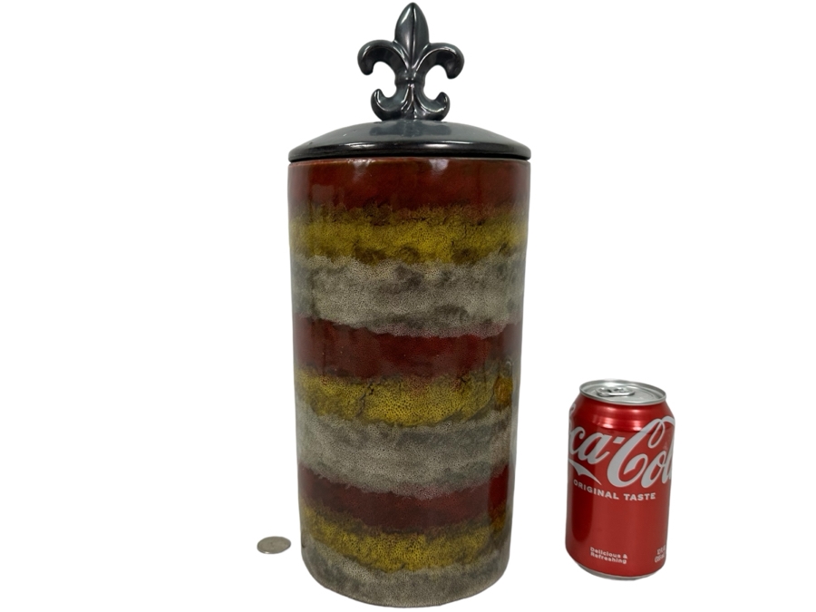 Decorative Ceramic Jar With Lid, New 14.5'H [Photo 1]