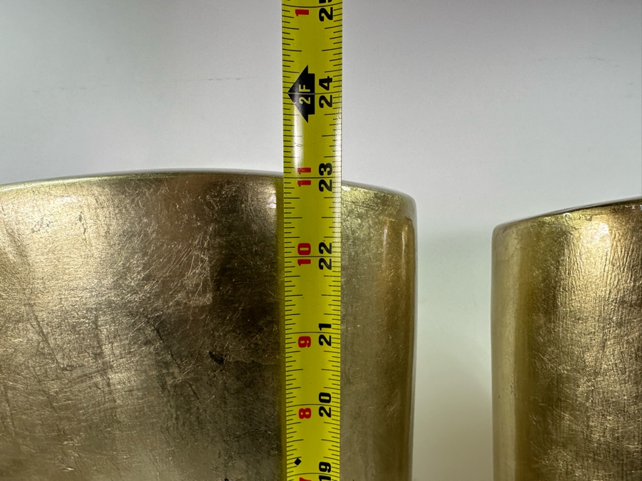 Pair Of Large Gold Tone Vases, New 23'H [Photo 4]
