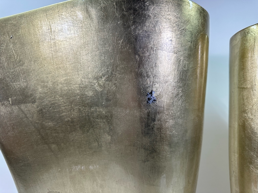 Pair Of Large Gold Tone Vases, New 23'H [Photo 3]