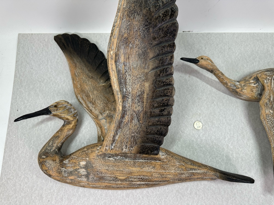 Pair Of Decorative 3D Flying Bird Wall Sculptures, New Largest Is 24'W X 17'H X 12'D [Photo 2]