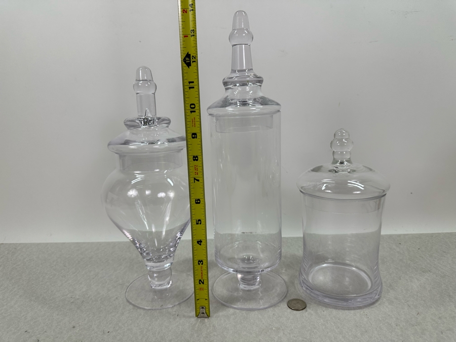 Set Of Three Glass Jars With Lids, New 14'H [Photo 4]