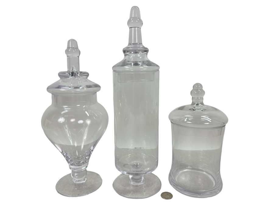 Set Of Three Glass Jars With Lids, New 14'H [Photo 1]