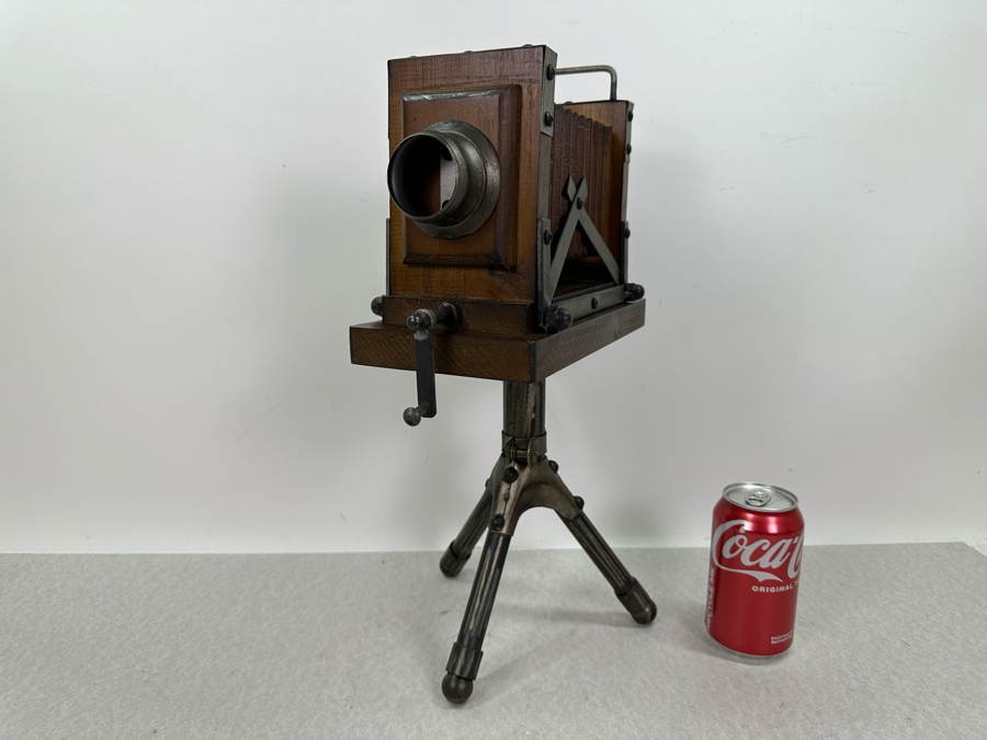 Decorative Vintage Faux Wood & Metal Bellows Camera With Tripod, New 12'W X 18'H [Photo 3]