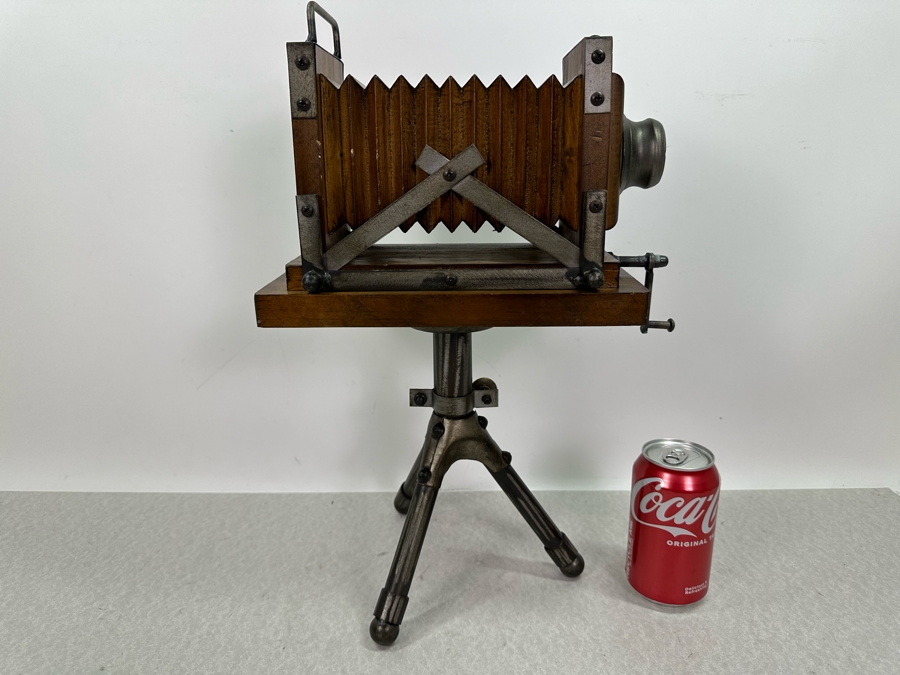 Decorative Vintage Faux Wood & Metal Bellows Camera With Tripod, New 12'W X 18'H [Photo 4]