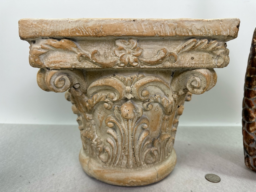 Z Gallerie Capital Pedestal 10'W X 10'D X 9'H (Retails $49) & Decorative Ceramic Vase 18'H [Photo 2]