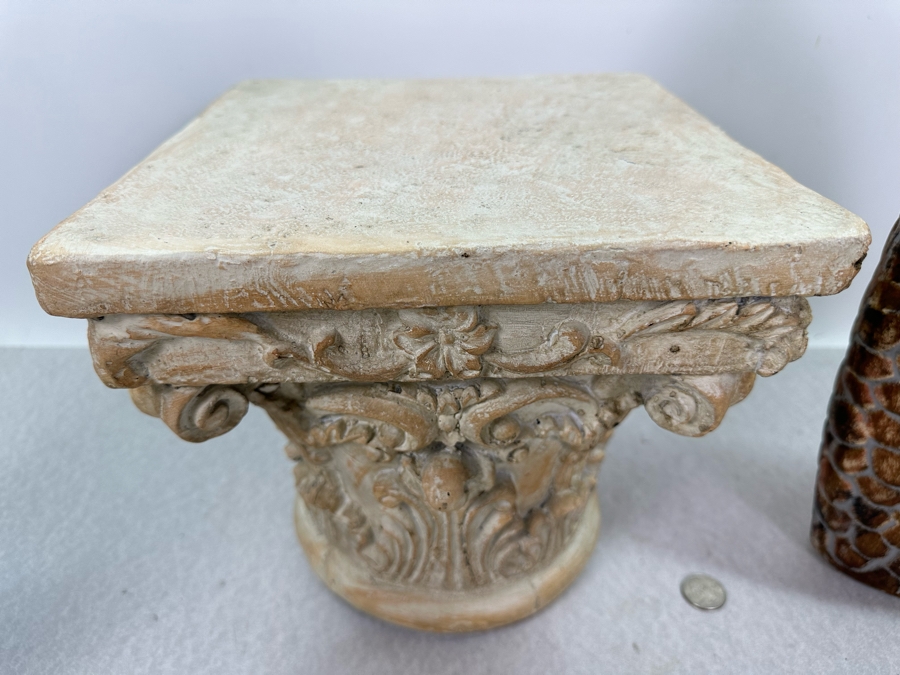 Z Gallerie Capital Pedestal 10'W X 10'D X 9'H (Retails $49) & Decorative Ceramic Vase 18'H [Photo 3]