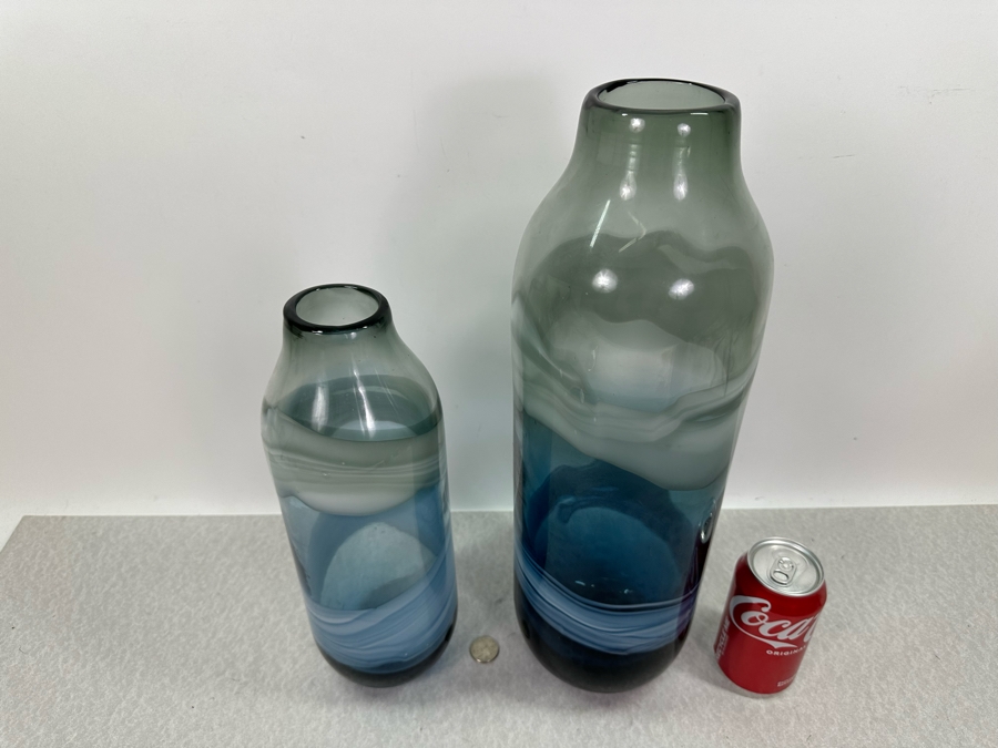 Pair Of Z Gallerie Glass Nebula Vases, New 14'H / 17.5'H Retails $109 [Photo 2]