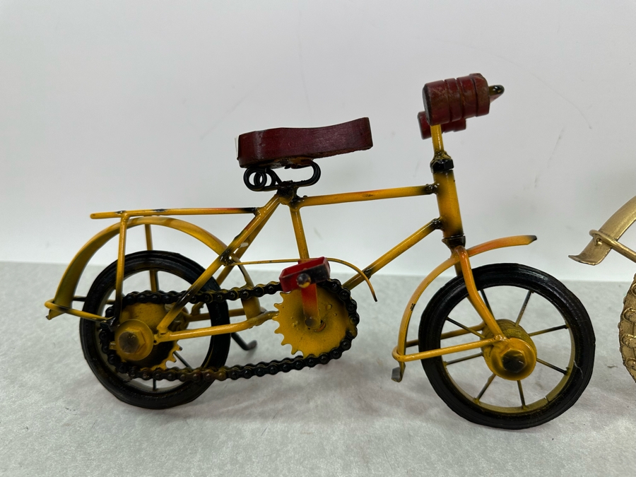 Pair Of Handcrafted Decorative Wood & Metal Bicycle Sculptures, New 14.5'W & 11'W [Photo 5]