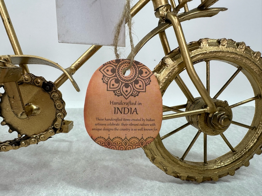 Pair Of Handcrafted Decorative Wood & Metal Bicycle Sculptures, New 14.5'W & 11'W [Photo 3]