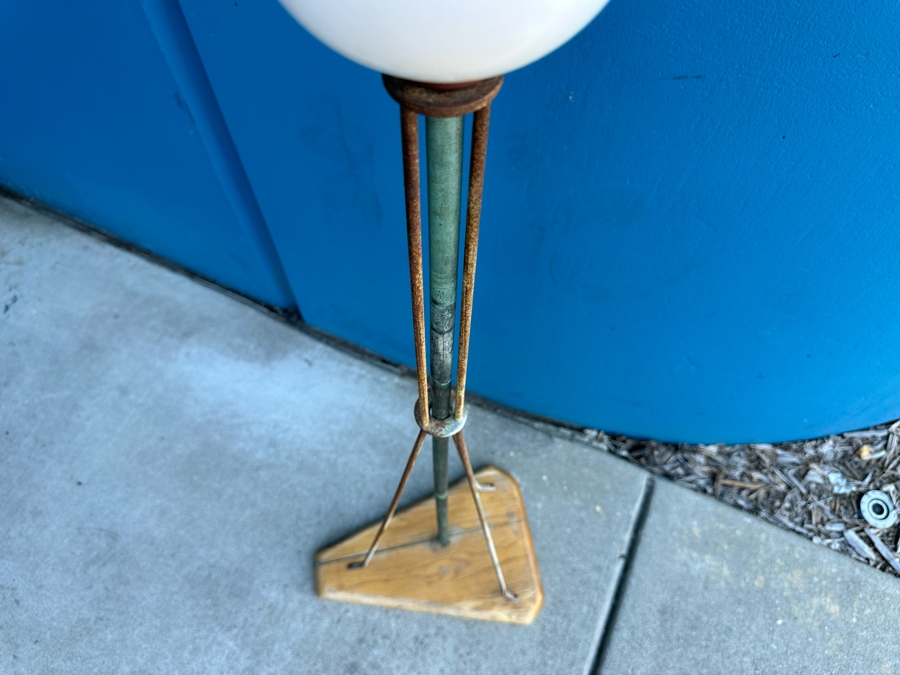 Antique Lightning Rod Copper Metal With Milk Glass Globe And Display Stand 66'H [Photo 6]