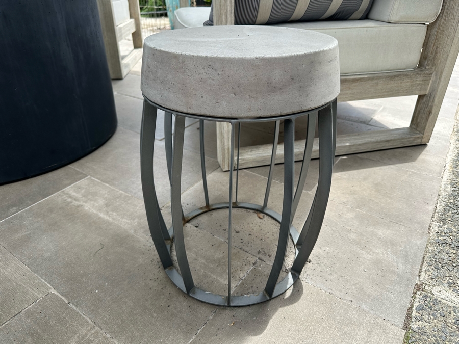 Pair Of Modernist Outdoor Metal & Concrete Side Tables 13W X 18H [Photo 6]