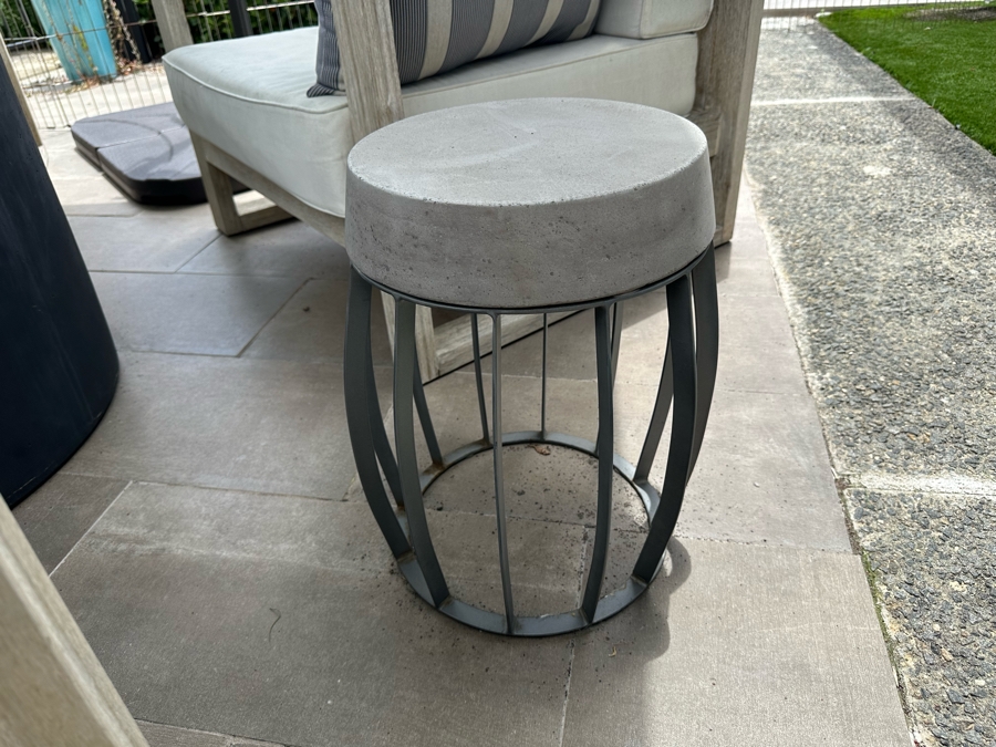 Pair Of Modernist Outdoor Metal & Concrete Side Tables 13W X 18H [Photo 5]