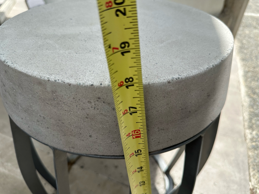 Pair Of Modernist Outdoor Metal & Concrete Side Tables 13W X 18H [Photo 7]