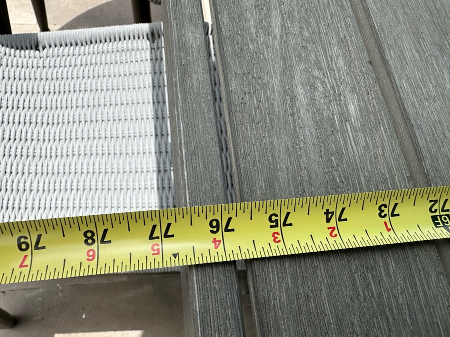 West Elm Outdoor Dining Table 77W X 36D X 30H With Umbrella And Nine AllModern Modernist Woven Rope Chairs (Nine Chairs Retails For $3,200) [Photo 12]