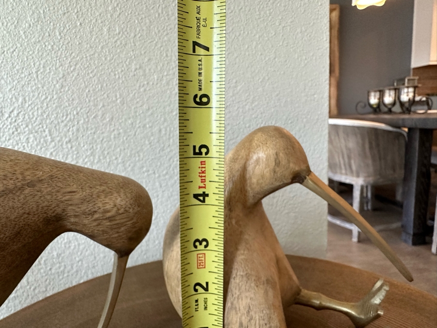Pair Of Wooden & Metal Kiwi Bird Sculptures 6H [Photo 4]