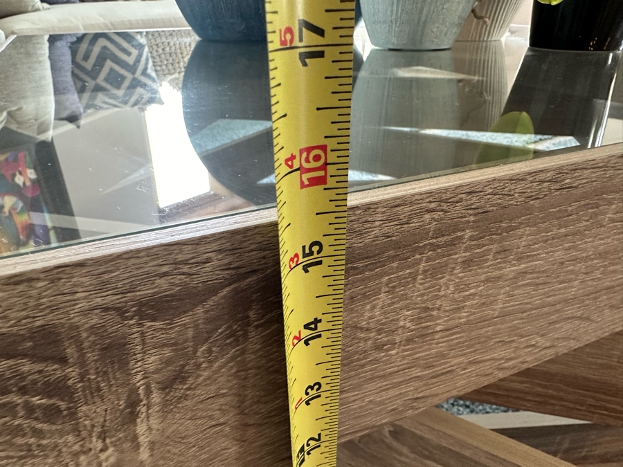 Geometric Stacking Coffee Table With Glass Top 45W X 15.5H [Photo 5]