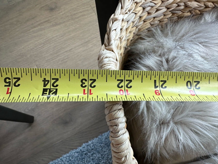 Large Woven Basket With Handles 23'W X 14'H And West Elm Faux Fur Throw 47 X 60 [Photo 6]