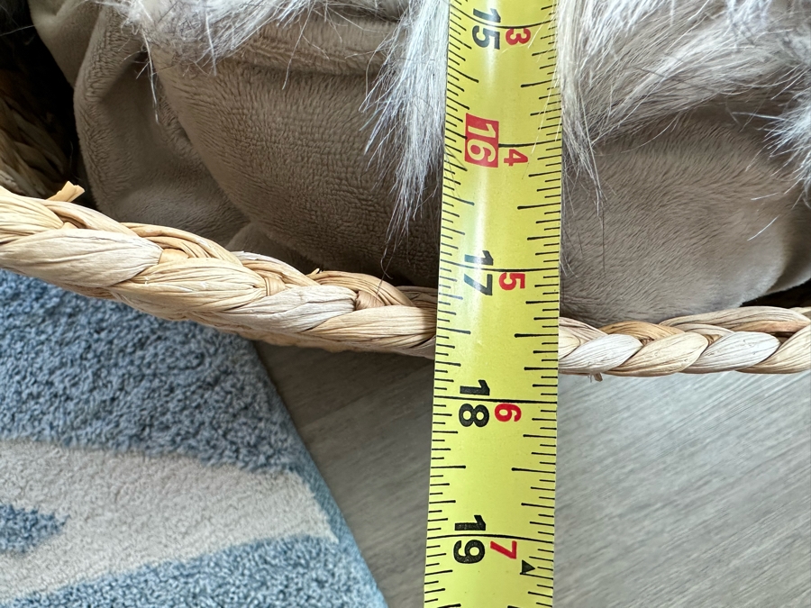Large Woven Basket With Handles 23'W X 14'H And West Elm Faux Fur Throw 47 X 60 [Photo 7]