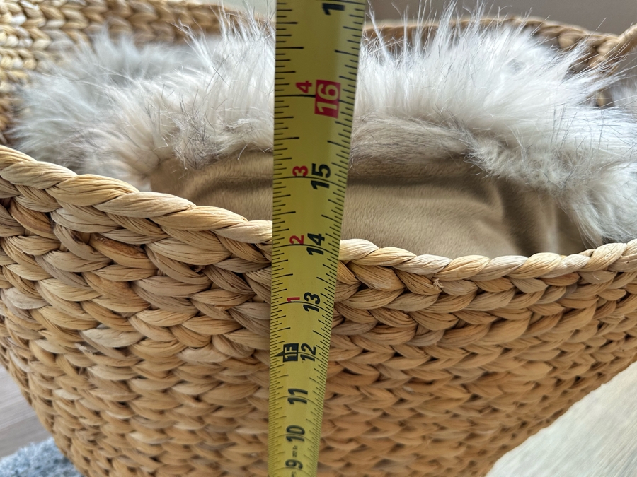 Large Woven Basket With Handles 23'W X 14'H And West Elm Faux Fur Throw 47 X 60 [Photo 8]