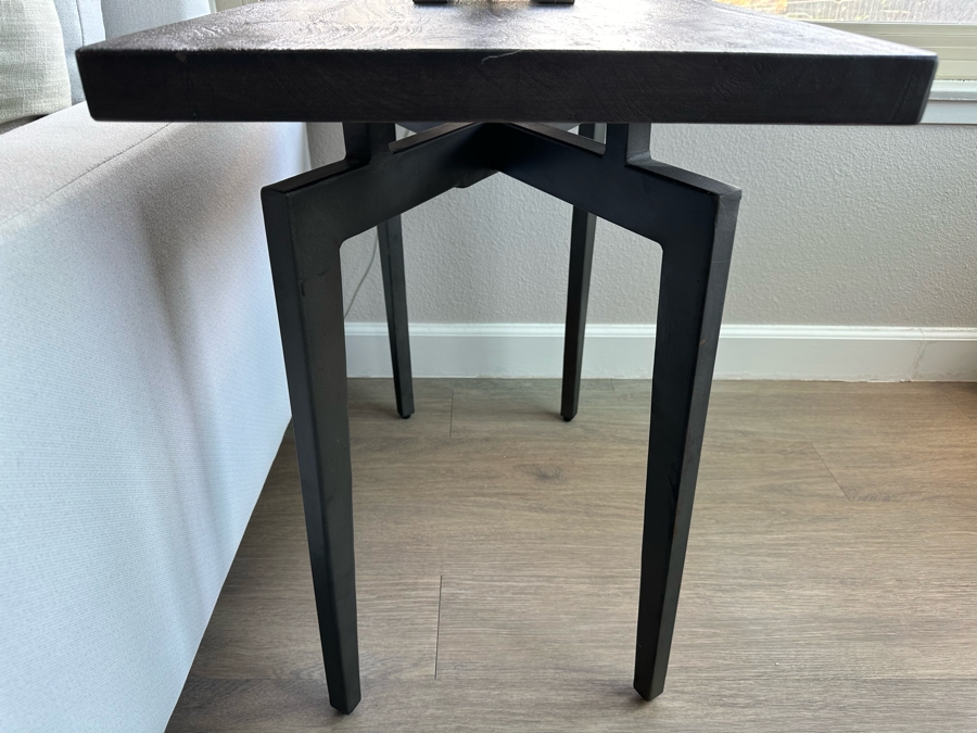 Wood & Metal Side Table 18W X 26D X 26H [Photo 3]