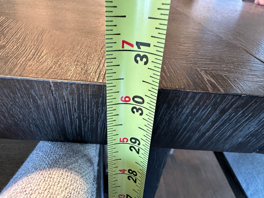 Hooker Furniture Chic Modern Dining Table 56'L X 32'W X 30.5'H With Two 16' Leaves And Six Hooker Furniture Curata Upholstered Barrel Dining Chairs Retails $7,000 [Photo 21]