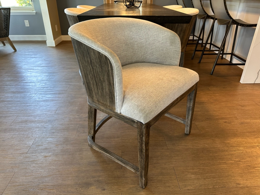 Hooker Furniture Chic Modern Dining Table 56'L X 32'W X 30.5'H With Two 16' Leaves And Six Hooker Furniture Curata Upholstered Barrel Dining Chairs Retails $7,000 [Photo 7]