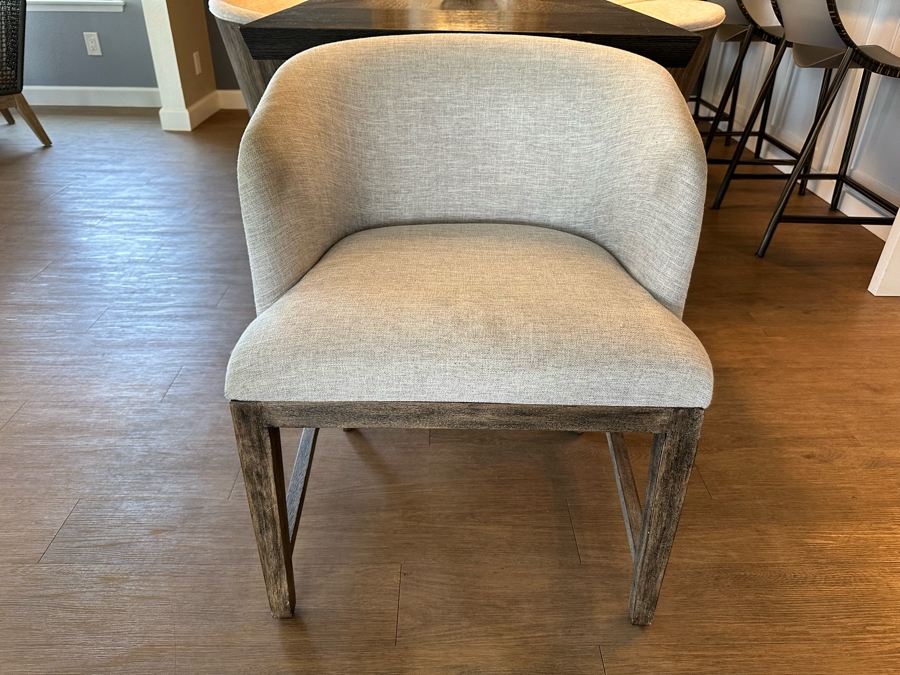 Hooker Furniture Chic Modern Dining Table 56'L X 32'W X 30.5'H With Two 16' Leaves And Six Hooker Furniture Curata Upholstered Barrel Dining Chairs Retails $7,000 [Photo 9]