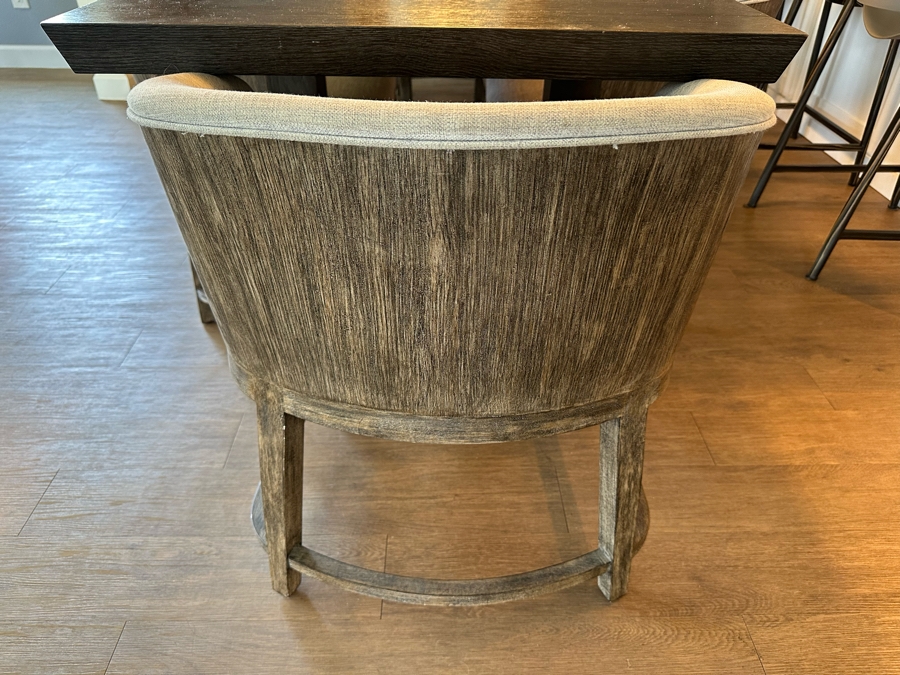 Hooker Furniture Chic Modern Dining Table 56'L X 32'W X 30.5'H With Two 16' Leaves And Six Hooker Furniture Curata Upholstered Barrel Dining Chairs Retails $7,000 [Photo 6]