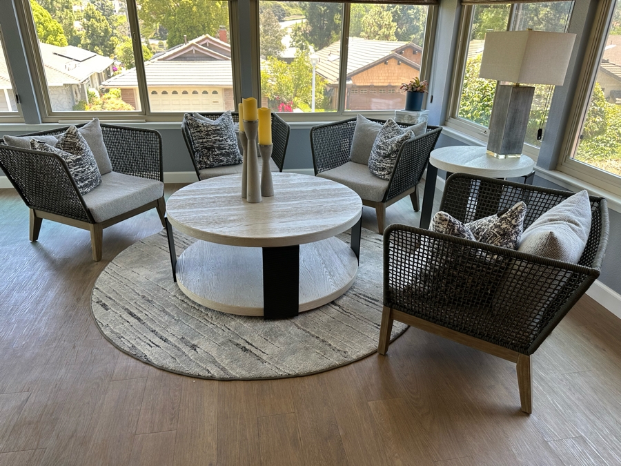 Universal Furniture Modern Collection Round Two Tier Coffee Cocktail Table 44'R X 19'H Retails $1,300 [Photo 5]