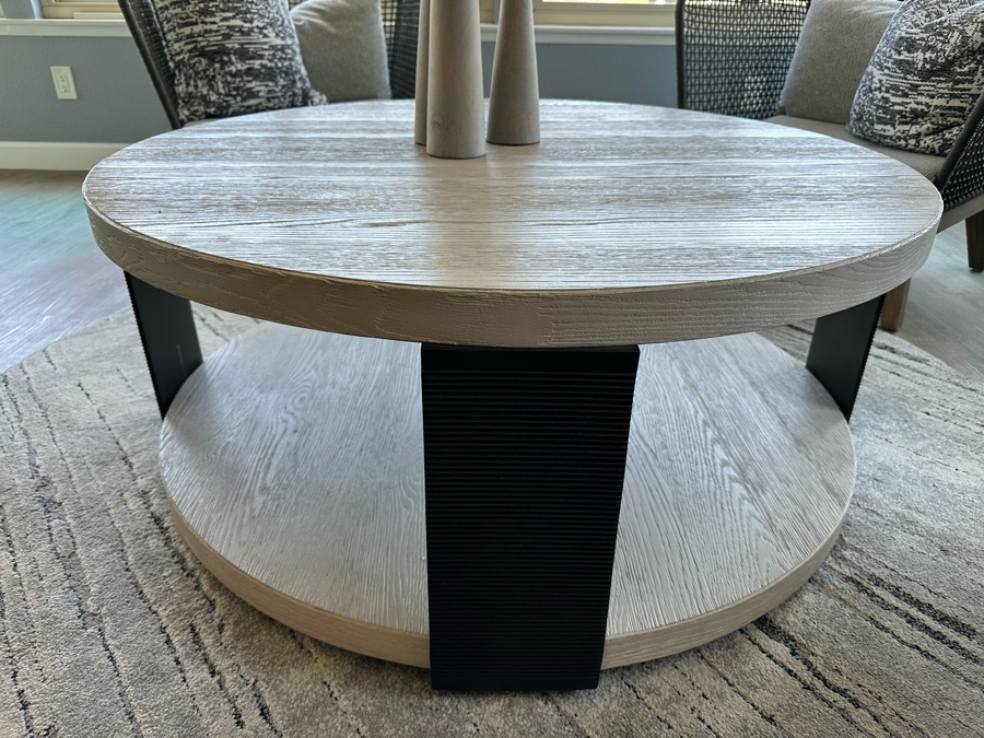 Universal Furniture Modern Collection Round Two Tier Coffee Cocktail Table 44'R X 19'H Retails $1,300 [Photo 3]