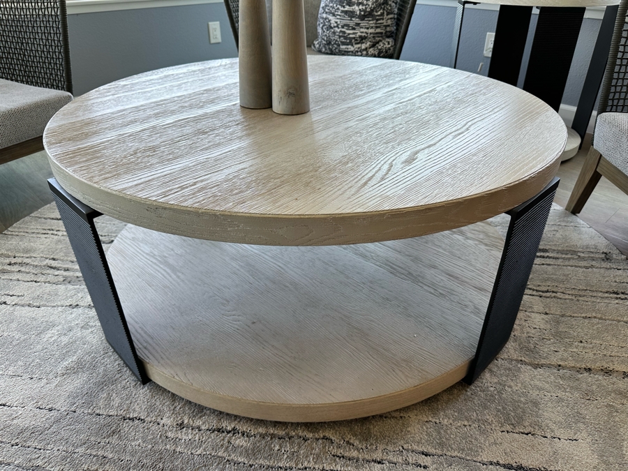 Universal Furniture Modern Collection Round Two Tier Coffee Cocktail Table 44'R X 19'H Retails $1,300 [Photo 2]
