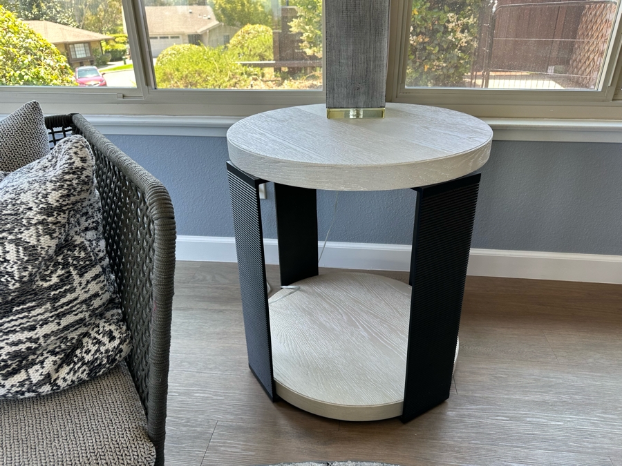 Universal Furniture Modern Collection Round Two Tier Side Table 24.5'R X 26.5'H Retails $990 [Photo 3]