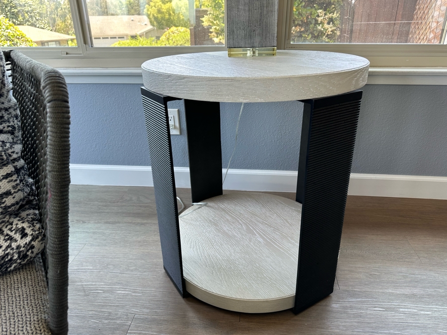 Universal Furniture Modern Collection Round Two Tier Side Table 24.5'R X 26.5'H Retails $990 [Photo 1]