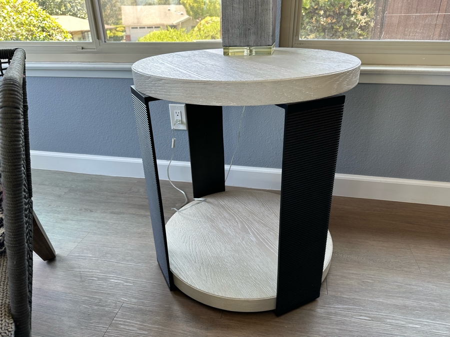 Universal Furniture Modern Collection Round Two Tier Side Table 24.5'R X 26.5'H Retails $990 [Photo 2]